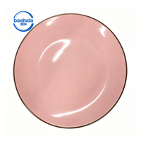 Assiette de présentation en porcelaine rose brillante avec bord foncé, design personnalisé, classique, 19 cm, passe au lave-vaisselle, pour mariages, fêtes et décorations de table à la maison