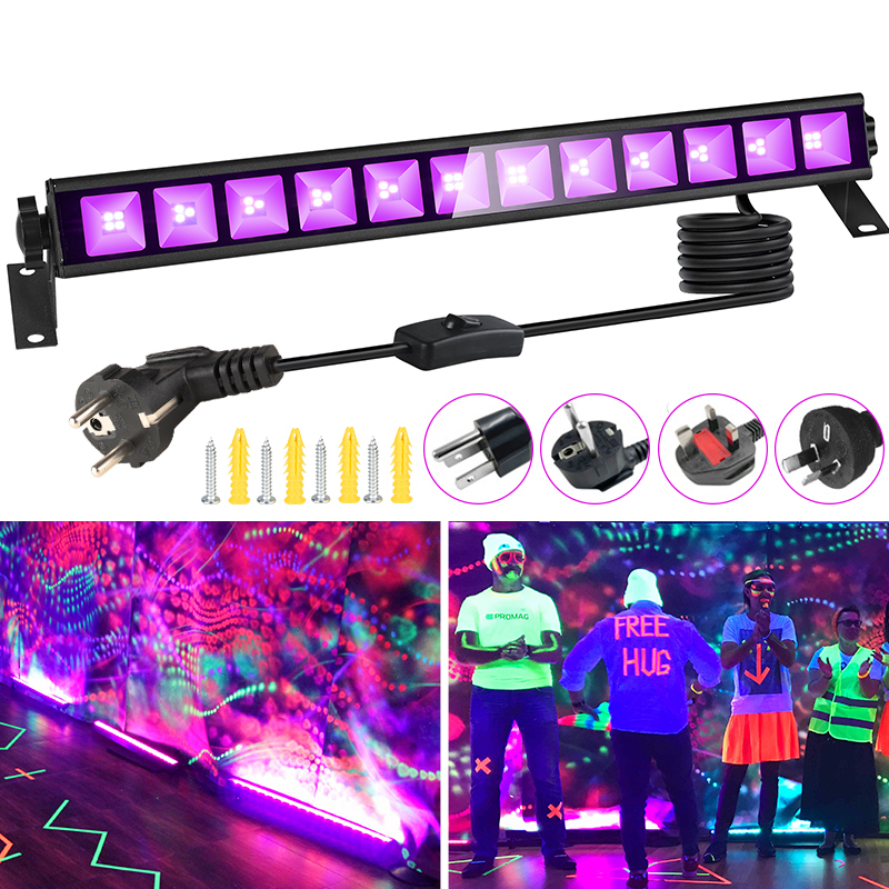 36W UV 395nm Blacklight LED Bar Halloween Fluorescent Disco Lights for DJ Illuminates 110V 220V Ultraviolet Lamp for Glow Party