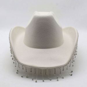 Festival Bling Rhinestone Fedora Hats Men Polyester Cotton Felt Cowboy Hats Wholesale - Product Image 3