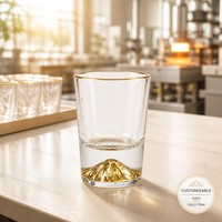 Verre à fond gaufré montagne sur mesure, avec option bord doré, pour thé, Baijiu, Tequila, usage domestique, bar et fêtes