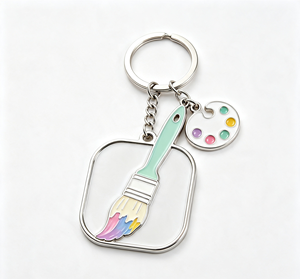 <b>Custom</b> Paint Brush <b>Keychain</b> Metal Key Ring Enamel Charm Zinc Alloy Souvenir Gift for Artists - Product Image 2