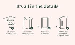 Điện thoại Hộp điện thoại chủ trang trí cho nhà giữ 6 điện thoại gia đình thời gian tre gỗ với sạc lỗ - Product Image 6