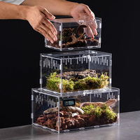 Boîte de terrarium en acrylique assemblée, solide, haute transparence, écologique, pour l'élevage de reptiles, araignées, grenouilles cornées et serpents