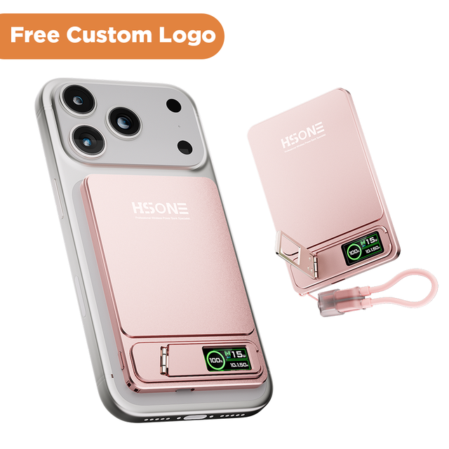 Free Custom Logo Wireless Magnet Mini 5000Mah Power Bank Ultra Slim Fast Charging TFT Screen Powerbank Portable Charger