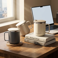 Tasse de voyage moderne en acier inoxydable de 400 ml (14 oz) avec deux modes de consommation, isolation thermique, cadeau d'affaires