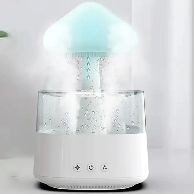 Smart Evaporative Raindrop Mushroom Humidifier Air Purifier & Aroma USB Portable Mini Rain Cloud Air Humidifier for Home Bedroom