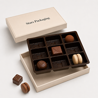 Boîte à épaule de luxe avec couvercle et fond, avec plateau en plastique à 9 compartiments, en carton gris mat 1500 GSM, pour emballage cadeau
