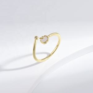 factory price plata 925 silver dainty stackable small ring fine 18k gold plated engraved kids shell heart <b>cheap</b> rings <b>for</b> <b>girls</b> - Product Image 3