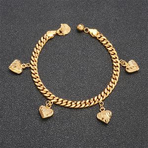 JXX 24K Gold Plated Dubai Chain <b>Bracelet</b> for Women Trendy Heart Shape Brass Bangle for Parties Hot Sale in India - Product Image 3