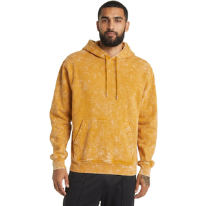 Sweat à capuche demi-zip en velours délavé à l'acide de haute qualité pour homme, 100 % coton, grande taille, haut d'hiver uni teint numérique - Product Image 1