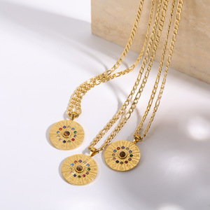 Collana rotonda in acciaio inossidabile colorato Cz 12 <span class=keywords><strong>segni</strong></span> <span class=keywords><strong>zodiacali</strong></span> Lucky Fourtune 12 costellazioni simboli Birthstone collana con ciondolo - Product Image 5