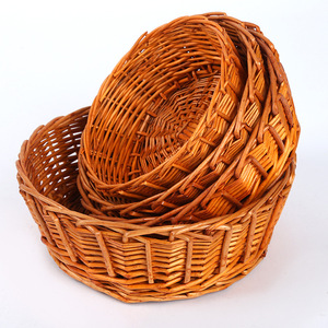 ตะกร้าสานทรงกลมสีส้ม ตะกร้าเก็บของทำมือ ภาชนะใส่อาหาร - Product Image 2