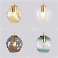 Lustre moderne en verre doré à plusieurs têtes, hauteur réglable, intensité variable, pour villa, hôtel, restaurant, salon