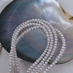 3-4mm AA lớp chất lượng tốt trắng hình tròn ngọc trai nước ngọt strands ngọc trai bán buôn đối với trang sức làm Khuyến mãi giá - Product Image 2
