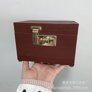 Tirelire rétro en bois avec serrure et clé, en pin, en forme de boîte, cadeau pour enfants de 8 à 13 ans - Product Image 5