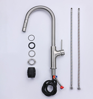 Robinet de cuisine moderne en acier inoxydable 304 avec douchette extractible, cartouche céramique, flexible rotatif à 360 degrés et fixation sur comptoir
