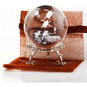 Hdcrystalgifts 60mm khắc Rùa Biển cuộc sống trang trí nội thất thủy tinh hình cầu 3D laser khắc pha lê bóng đứng cho suncatchers trang trí - Product Image 1