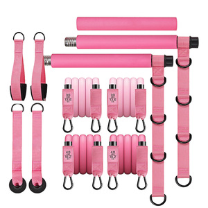 <span class=keywords><strong>Kit</strong></span> de barre de Pilates de sport rose pour femmes avec 4 <span class=keywords><strong>bandes</strong></span> de résistance Equipement de Pilates portable pour la <span class=keywords><strong>musculation</strong></span> à domicile - Product Image 2