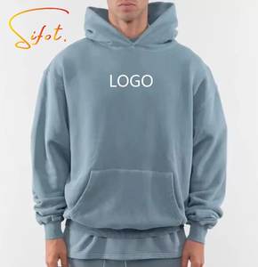 Sifot Vente en gros Logo personnalisé unisexe court uni sans cordon de serrage à capuche ourlet bord brut bas sweats à capuche courts hommes - Product Image 1