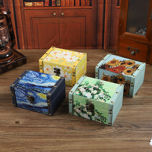 Caja de almacenamiento de madera floral con tapa abatible, caja de joyería, caja de regalo decorativa para organización de escritorio en el hogar u oficina - Product Image 2