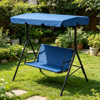 Fauteuil balançoire d'extérieur personnalisé 3 places avec structure en acier en A, banc coulissant de jardin avec plateau latéral