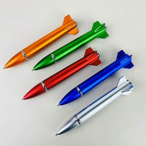 Creative LED Light Rocket-Shaped Novelty Ballpoint Blue/Black Ink Multi-Function Advertising Plastic Space-Themed Design - Product Image 1