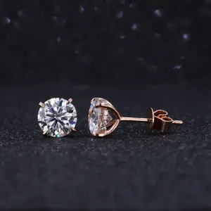 Starsgem Fine jewelry men ear rings impostazione orecchini a bottone in oro 14 carati con diamanti 8mm orecchini martini moissanite