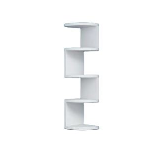 현대 흰색 코너 선반 장치, 거실/침실을 위한 벽걸이 형 디스플레이 랙, 책 및 장식용 다층 보관 - Product Image 3