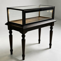 Vitrine à bijoux en bois avec éclairage LED, présentoir verrouillable en verre trempé pour comptoir de vente au détail, meuble de présentation vintage