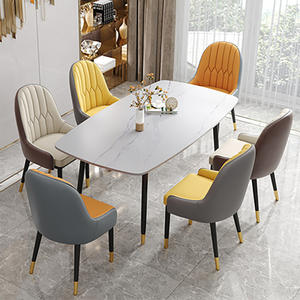 Chaises de salle à manger modernes et simples, rembourrées, style nordique, en cuir PU, pour la maison et les restaurants - Product Image 6