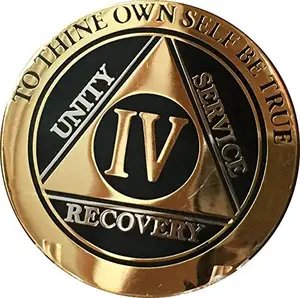 Custom 4 Year AA Medallion Black Gold Silver Alcoholics Anonymous Metal Sobriety Coin Recovery Coin