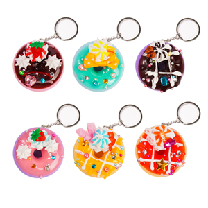 Custom DIY Plastic Keychains Simulation Donut Funny Gift Customized 3D Keychain Simulation Donut Fake Dessert Keyring - Product Image 2