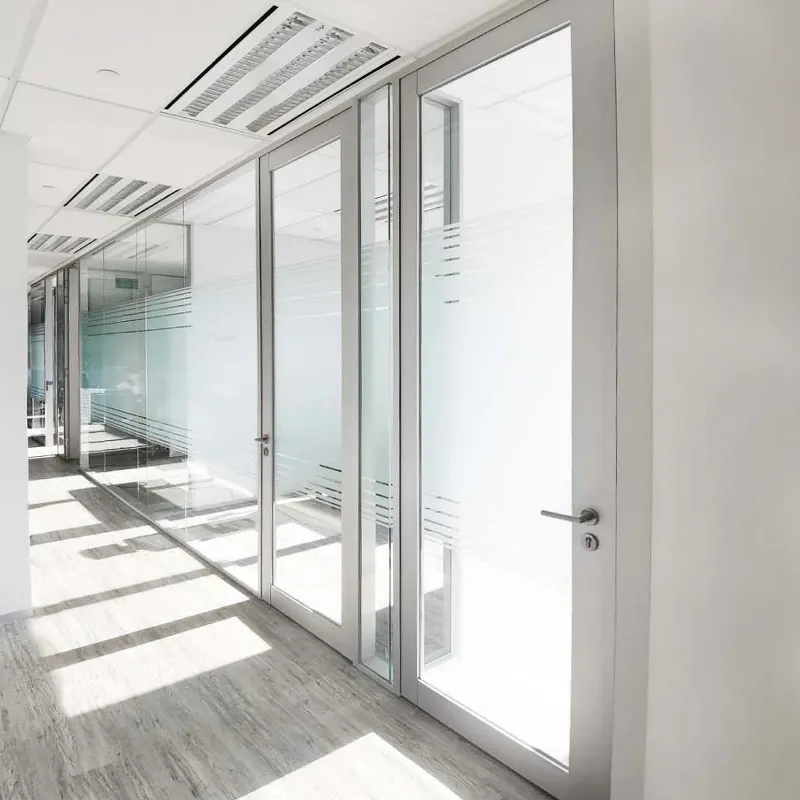 Séparation de l'espace de bureau de haute qualité, cloison en verre, cadre en aluminium, cloison d'isolation phonique en verre à double couche