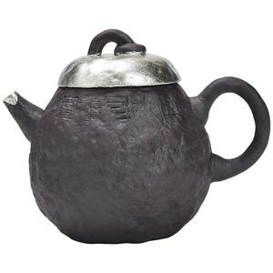 Théière en poterie rustique rétro en argile noire avec couvercle, style zen, faite à la main, pour la préparation du thé, usage domestique - Product Image 5