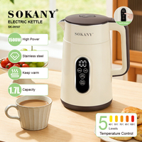 Bouilloire électrique Sokany 1,7 L pour la maison et la cuisine, nouvelle qualité, certifiée CE Europe, couleur personnalisable.