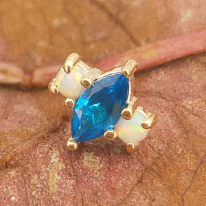 Calendo 14K oro amarillo sólido <span class=keywords><strong>Nobby</strong></span> Simple y elegante oreja nariz Piercing joyería internamente sin rosca extremo de circón - Product Image 2