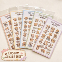 Feuille d'autocollants personnalisés Kawaii pour animaux de compagnie, autocollants mignons de dessins animés de chats, chiens, chiots, animaux, pour journal intime, autocollants pastel
