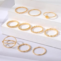 Vente en gros Niche Tempérament Simple Exquis 10 Pièces Ensemble Bagues Plaqué Or 18k Bijoux Bagues pour Femmes