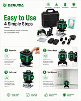 DERUIDA Niveau laser extérieur 4D 16 lignes, mini niveau laser 360° auto-nivelant, croix verticale horizontale, avec télécommande