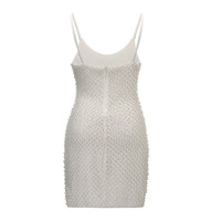 Robe moulante perlée à fines bretelles, sexy, pour soirée, coupe ajustée, sans manches, mini-robe de soirée pour femme