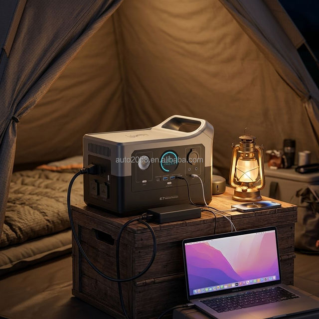700W Portable Power Station LiFePO4 Battery 384Wh Solar Generator with 100W PD Type-C 4-in-1 Emergency Backup for Camping Home