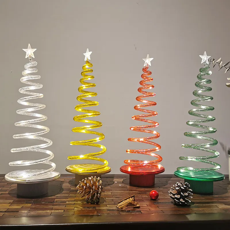 del arbol de navidad giratorio Tabletop ornament revolving Christmas tree led lighted spiral light tree