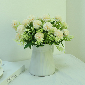 Bouquet de chrysanthèmes artificiels en soie, fleurs blanches, orange, champagne, marguerites, décoration intérieure, accessoires de mariage, photographie en extérieur - Product Image 3