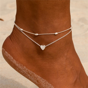 Nouvelle Chaîne de Cheville Cœur Multicouche en Alliage pour Femme, Style Européen et Américain, Bijou de <span class=keywords><strong>Pied</strong></span> Tendance pour la Plage - Product Image 1