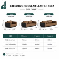 Ensemble de canapés de bureau exécutif en cuir bicolore, style moderne et minimaliste, canapé modulaire italien de luxe pour salle de réception de PDG