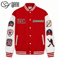 Veste bomber de baseball de qualité supérieure, personnalisable en usine, avec patchs personnalisés, manches en cuir, style streetwear, pour hommes