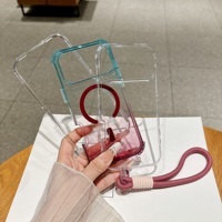 Coque magnétique transparente 3-en-1 en TPU+PC à dégradé de couleurs pour iPhone 12 13 14 15 16 17 18 Pro Max avec chargement sans fil et dragonne