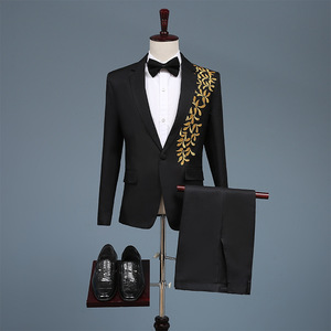 <span class=keywords><strong>Costume</strong></span> d'affaires pour hommes <span class=keywords><strong>rouge</strong></span> bleu noir <span class=keywords><strong>blanc</strong></span> Slim Fit simple boutonnage fermeture éclair mouche scène chœur <span class=keywords><strong>Costume</strong></span> hôte maître de cérémonie Performance - Product Image 4