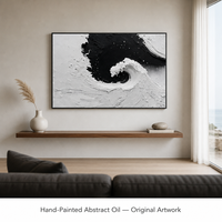 Peinture murale sculpturale sur toile, motif vague océanique audacieuse noir et blanc, pour salon, bureau, décoration côtière