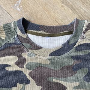 Commercio all'ingrosso con lavaggio acido mimetico colore grafico a tracolla cialda a manica lunga Oversize <span class=keywords><strong>Street</strong></span> <span class=keywords><strong>Wear</strong></span> felpa termica da uomo - Product Image 6